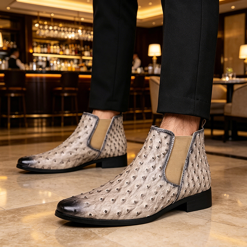 Men'S Formal Wear - Men Chelsea Boots Imitation Ostrich Pattern
