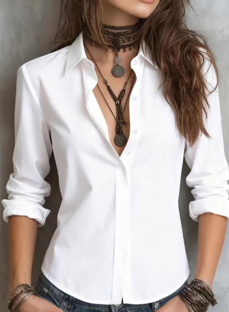 Young Men Formal Wear - Women's Long Sleeve Lapel Hidden Placket
