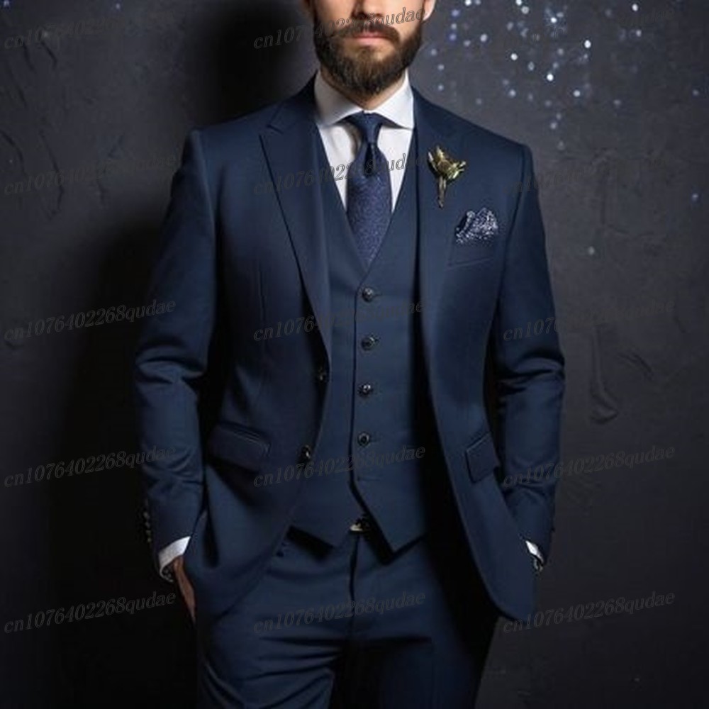 Men'S Formal Wear In Wedding - New Navy Blue Formal Men Suit