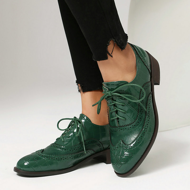 Women Stone Print Brogue Oxfor – обзор и цена Patent Leather Oxford