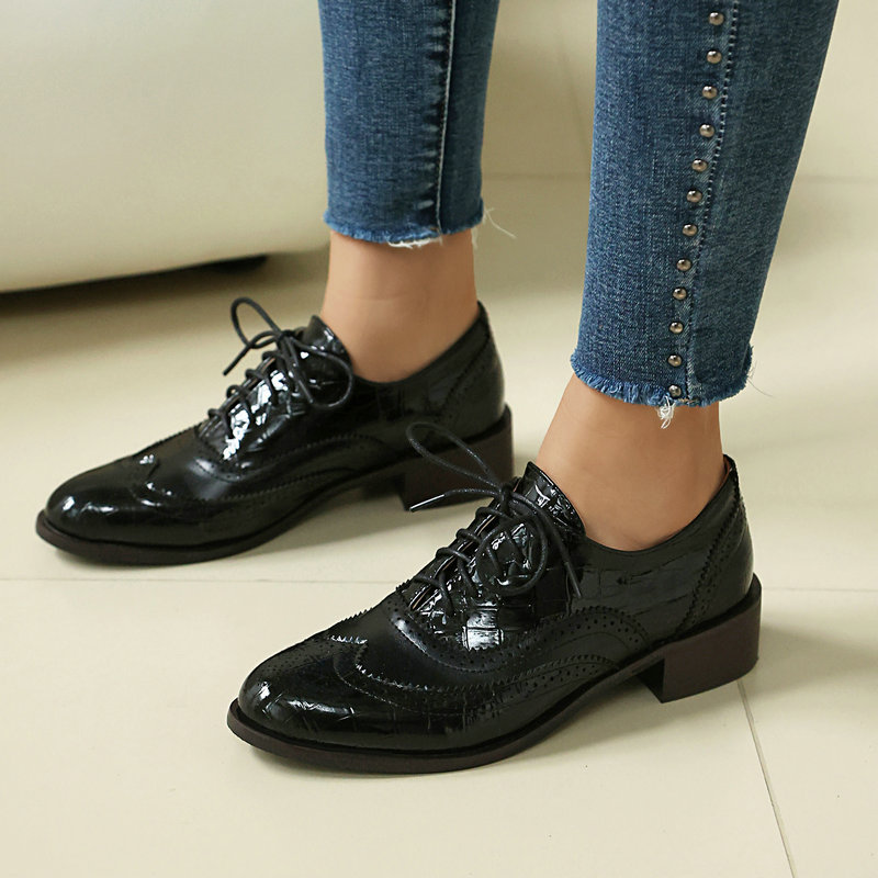 Women Stone Print Brogue Oxfor – обзор и цена Patent Leather Oxford