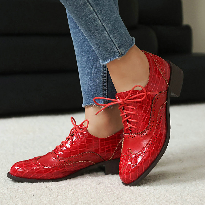 Women Stone Print Brogue Oxfor – обзор и цена Patent Leather Oxford