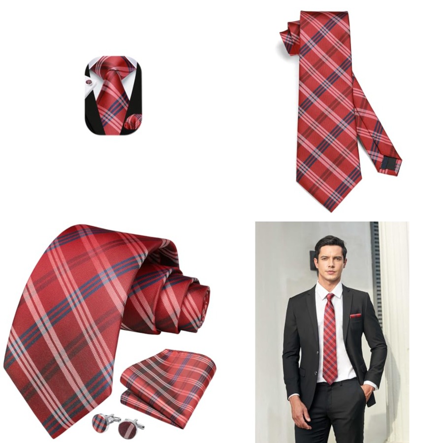 Mens Ties Set Stripe Plaid Tie – обзор и цена Pocket Square Set