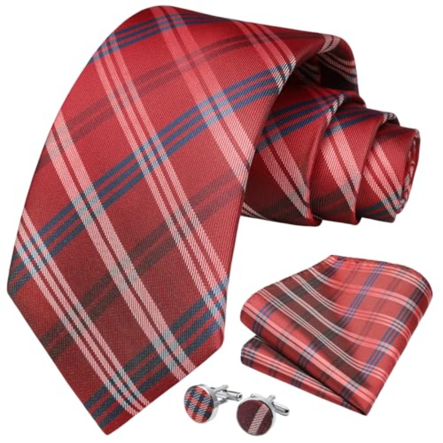 Mens Ties Set Stripe Plaid Tie – обзор и цена Pocket Square Set