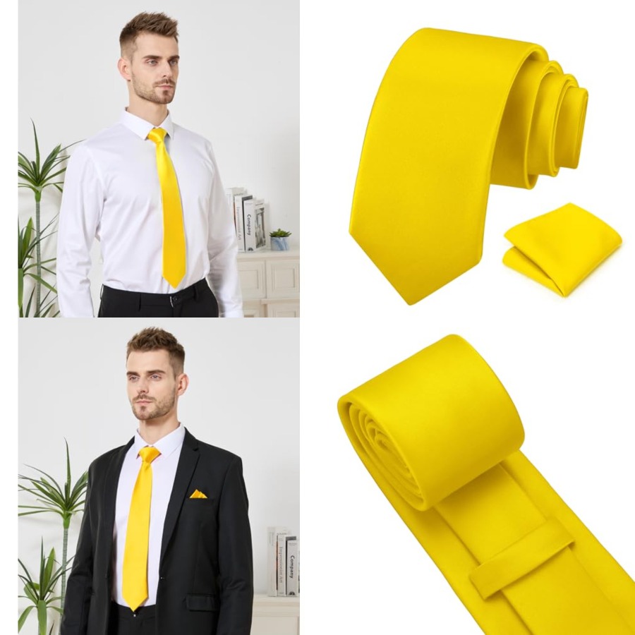 Men's Tie Set Solid Pure Color – обзор и цена Pocket Square Set