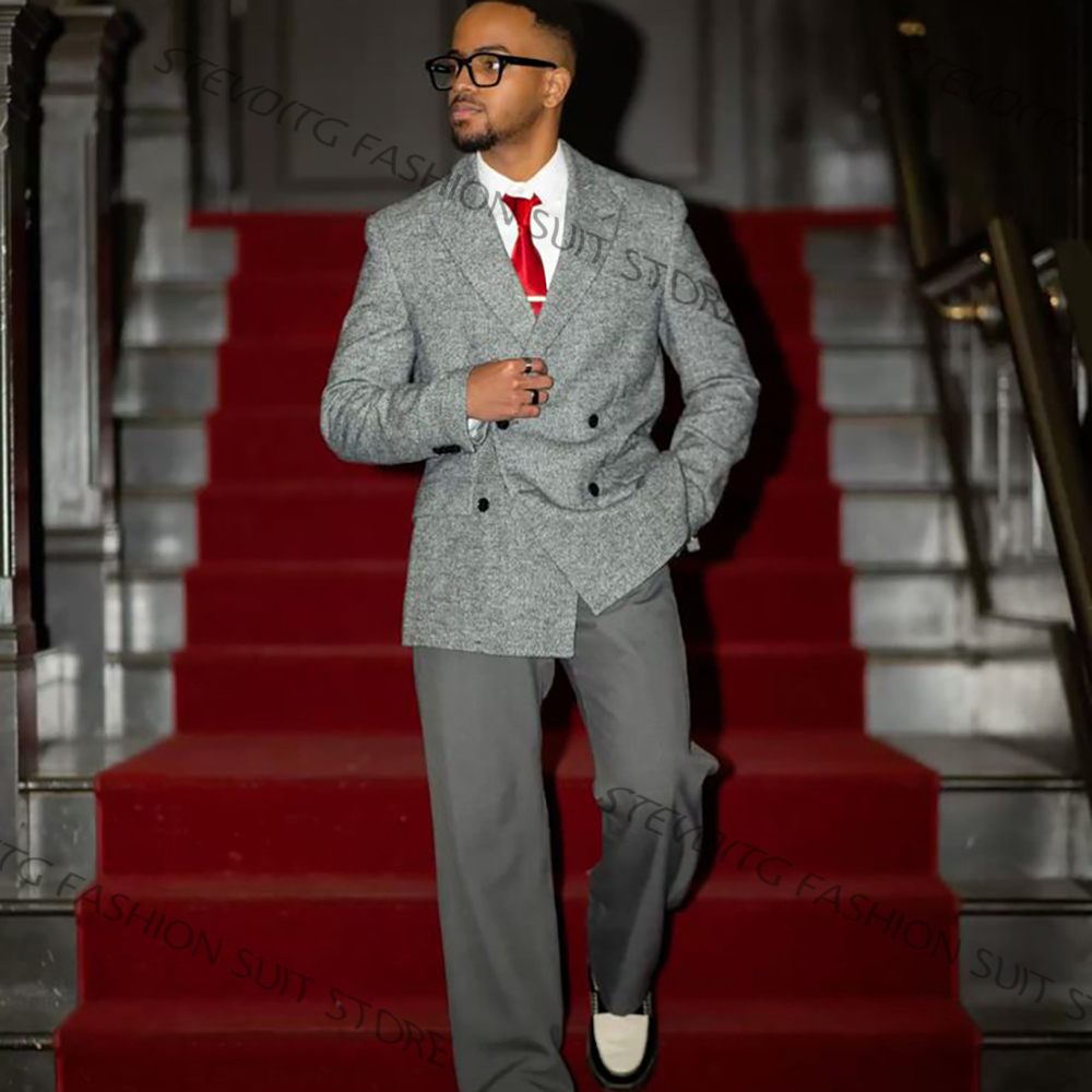 Casual Textured Men's Grey Dou – обзор и цена Men'S Formal Evening Wear