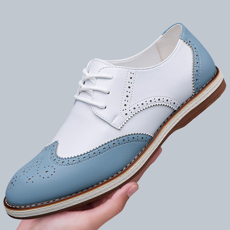Mens White Blue Two Tone Brogu – обзор и цена Patent Leather Oxford