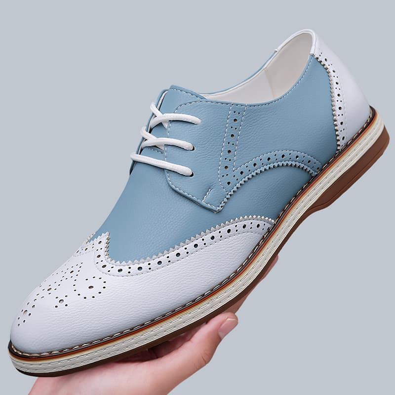 Mens White Blue Two Tone Brogu – обзор и цена Patent Leather Oxford