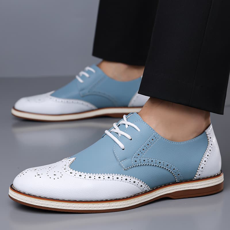 Mens White Blue Two Tone Brogu – обзор и цена Patent Leather Oxford