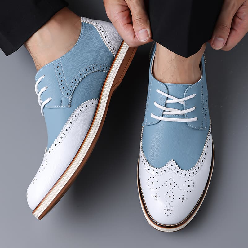 Mens White Blue Two Tone Brogu – обзор и цена Patent Leather Oxford