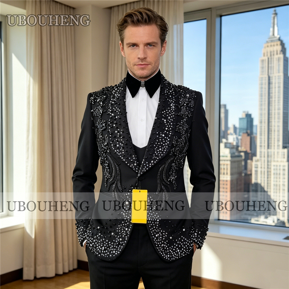 Luxury 3 Piece Men Suit Black  – обзор и цена Men Formal Wear Red