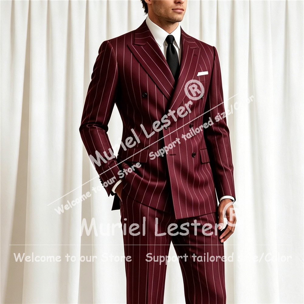 Elegant Stripes Suit Men 2 Pie – обзор и цена Young Men Formal Wear