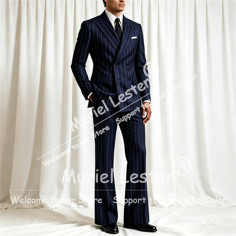 Elegant Stripes Suit Men 2 Pie – обзор и цена Young Men Formal Wear