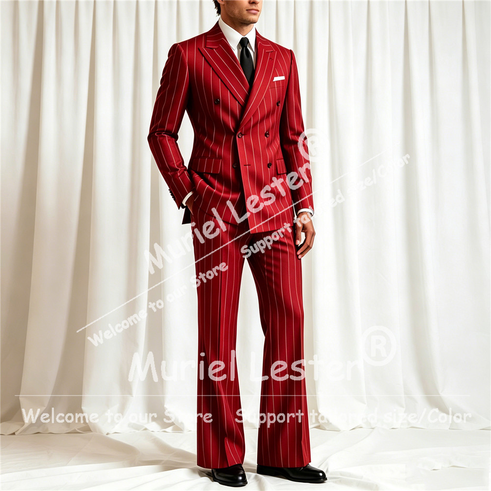 Elegant Stripes Suit Men 2 Pie – обзор и цена Young Men Formal Wear