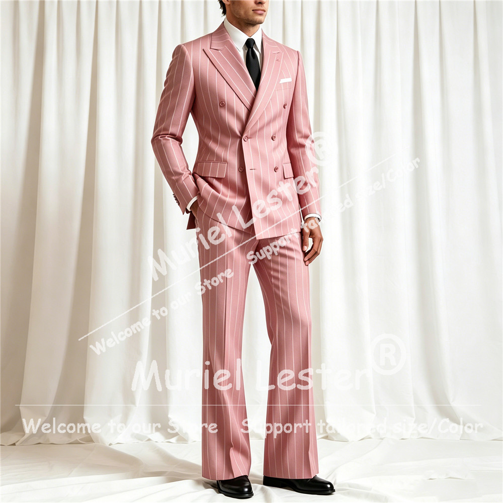 Elegant Stripes Suit Men 2 Pie – обзор и цена Young Men Formal Wear