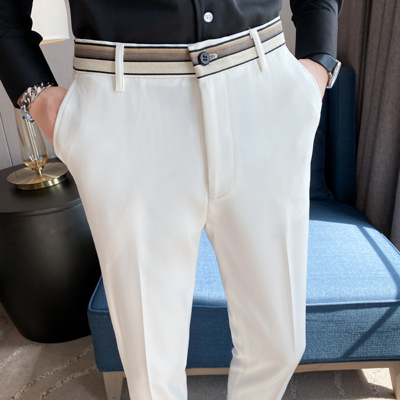 Fashion Waist Stripes Suit Pan – обзор и цена Young Men Formal Wear