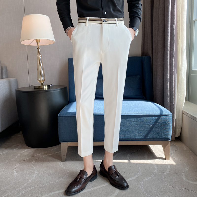 Fashion Waist Stripes Suit Pan – обзор и цена Young Men Formal Wear