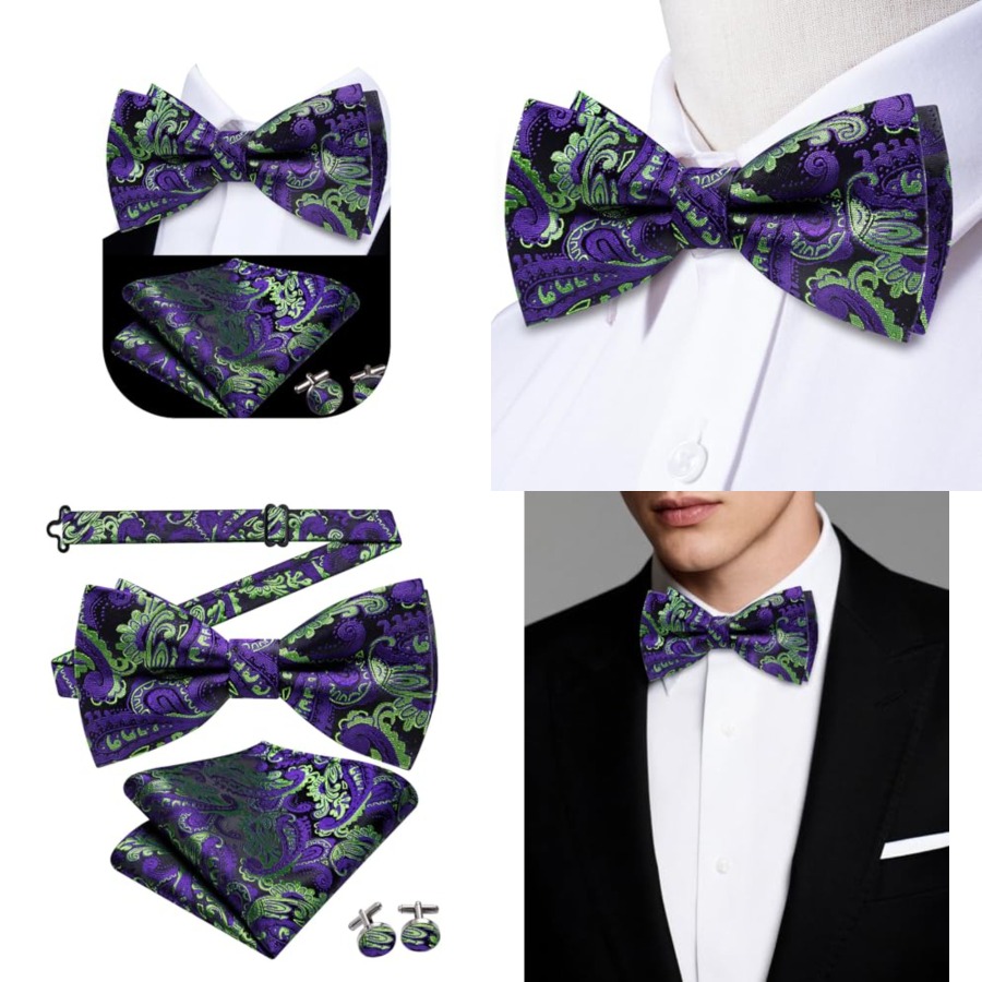 Mens Paisley Striped Bowtie Se – обзор и цена Pocket Square Set