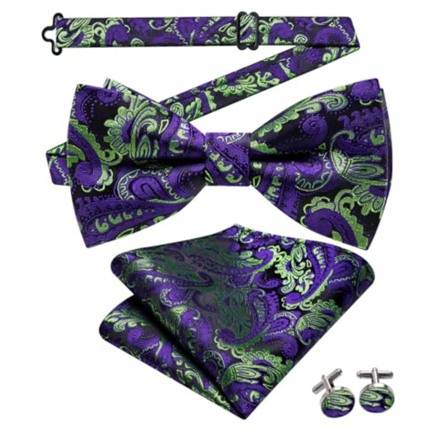 Mens Paisley Striped Bowtie Se – обзор и цена Pocket Square Set