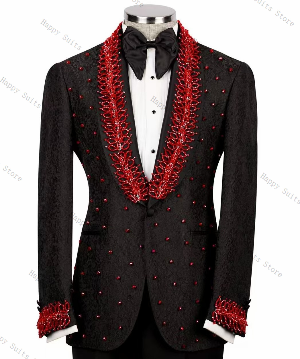 Red Crystals Men Suit Set 2 Pc – обзор и цена Men Formal Wear Red