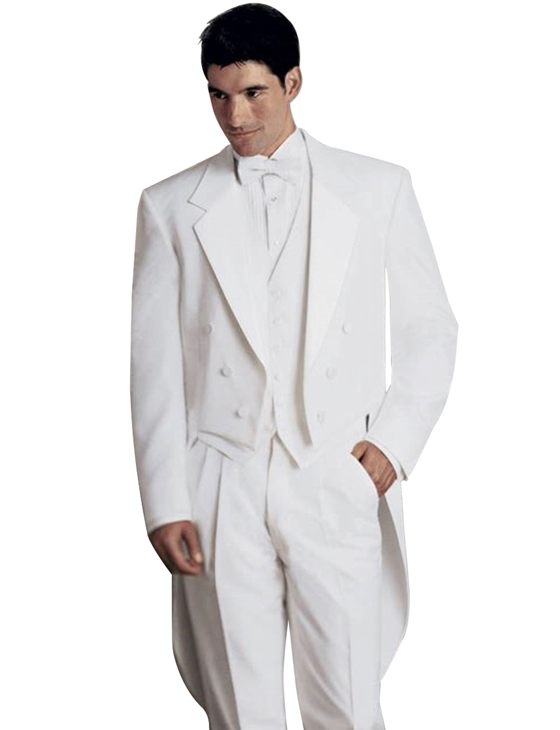 White Men's 3 Pieces Tailcoat  – обзор и цена Men'S Formal Wear