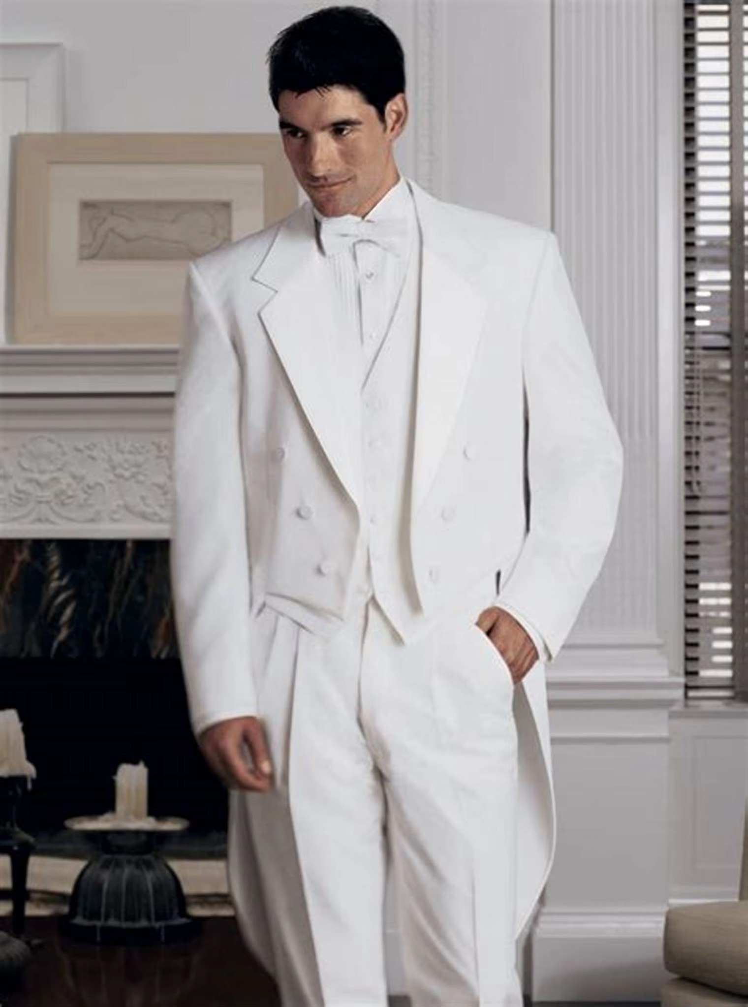 White Men's 3 Pieces Tailcoat  – обзор и цена Men'S Formal Wear