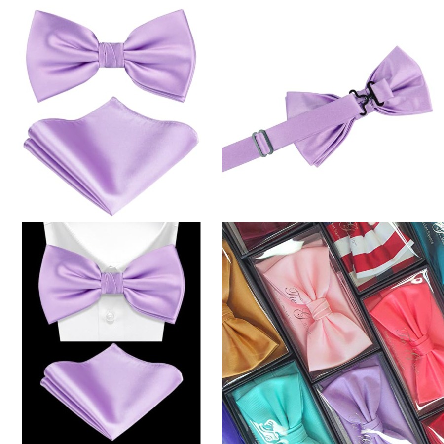 Solid Color Pre-tied Bow Tie a – обзор и цена Pocket Square Set